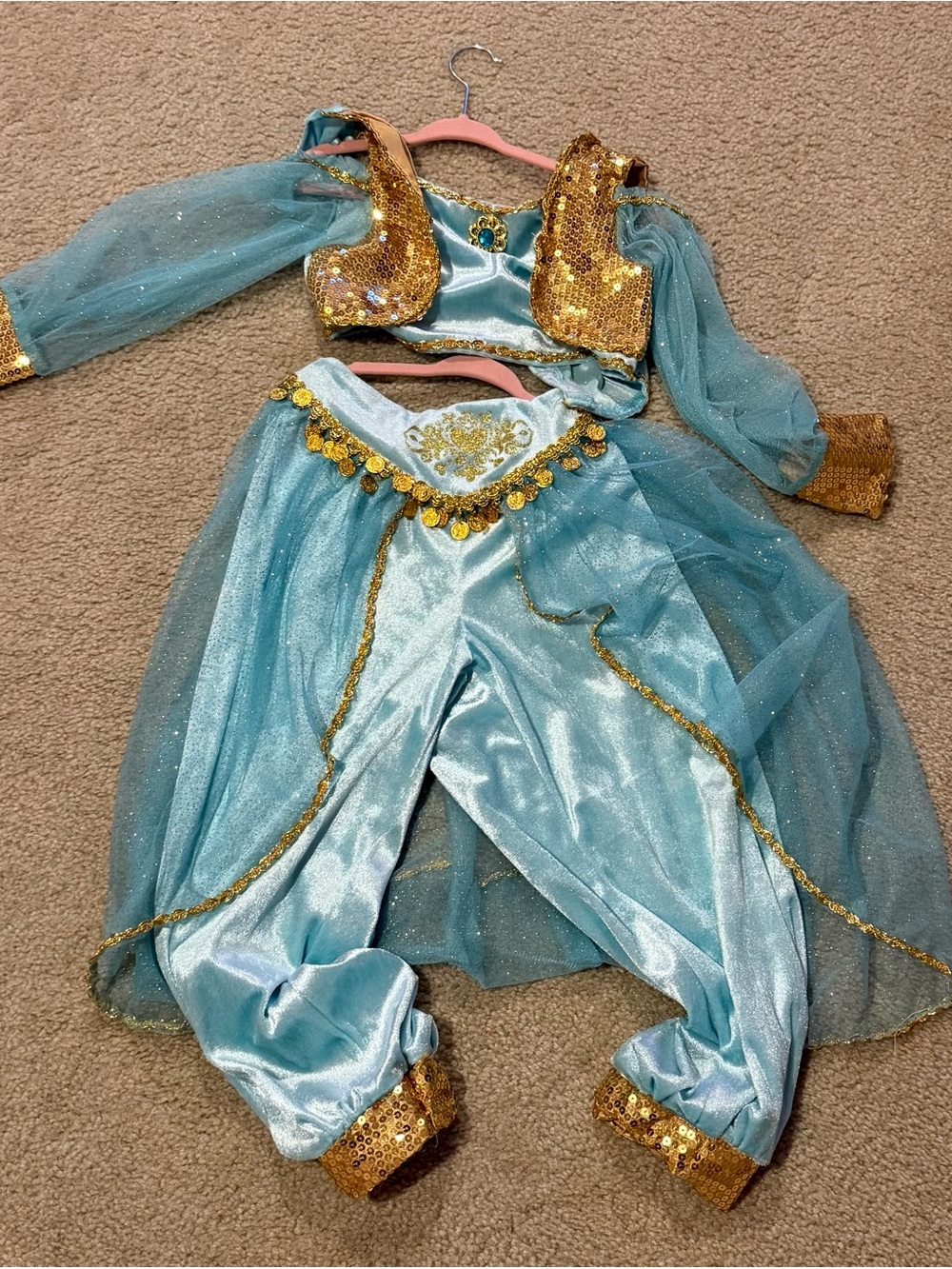 Girls Sparkling Teal and Gold Princess Costume